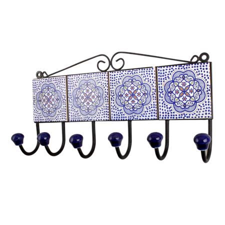 Blue Floral Tiles Hook